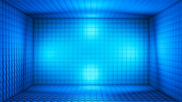 Transmisja Pulsujące Tech Cubes Room Stage Niebieski Wydarzenia Pętla — Wideo stockowe