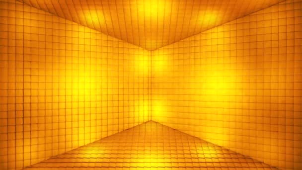 Transmisja Pulsujące Tech Cubes Room Stage Złoty Wydarzenia Pętla — Wideo stockowe