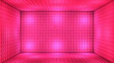 Pulsating Hi-Tech Küp Odası Sahnesi, Pembe Etkinlikler, 3D, Döngülenebilir, 4K