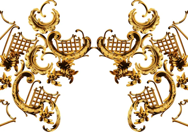 Goldenes Barockornament auf weißem Hintergrund — Stockfoto