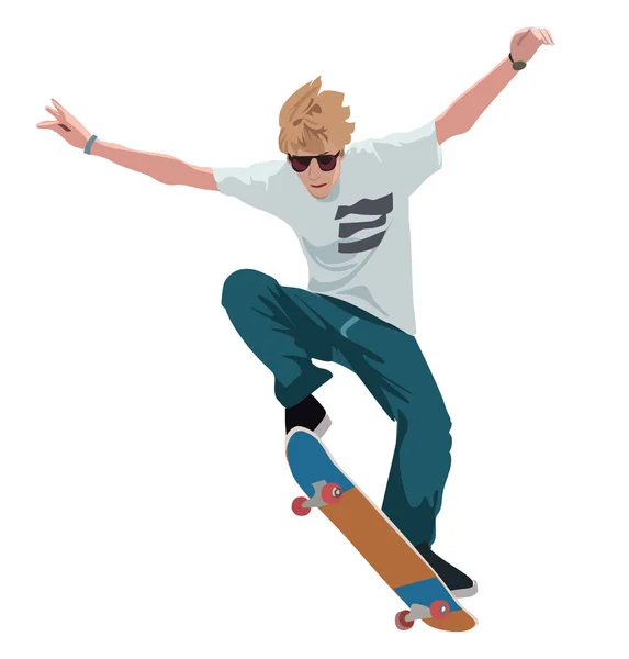 Realistic Vector Illustration Skater White Background — Stock Vector