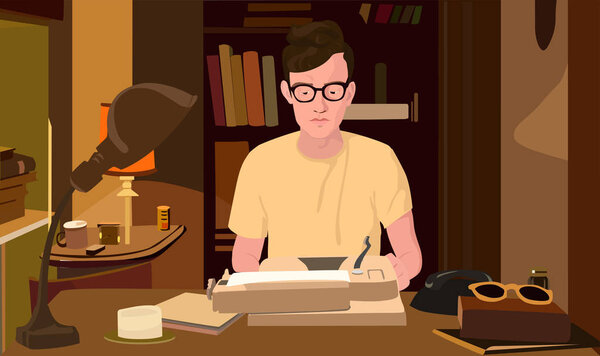 Vector stylized illustration of the writer