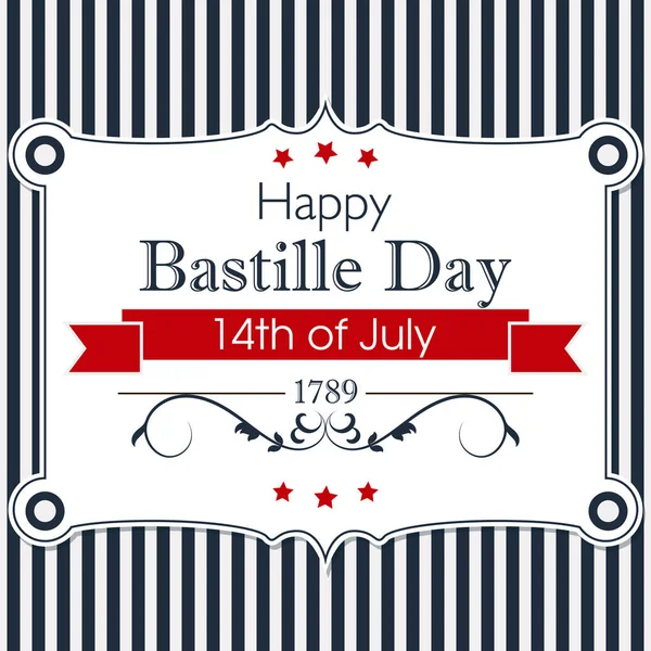 Güzel mutlu Bastille günü tebrik kartı veya afiş vintage elemanları ile. Vektör çizim.