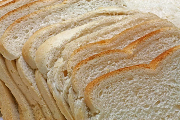 White bread  A plan view of white sliced bread