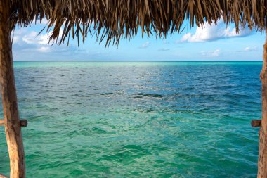 Palm görünümünden barınak Karayip cenneti, Cayo Guillermo, Küba, Caribbean bırakır.