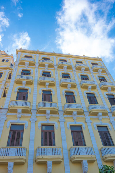 Historical house with cloudy sky, Havana, Cuba, Caribbean