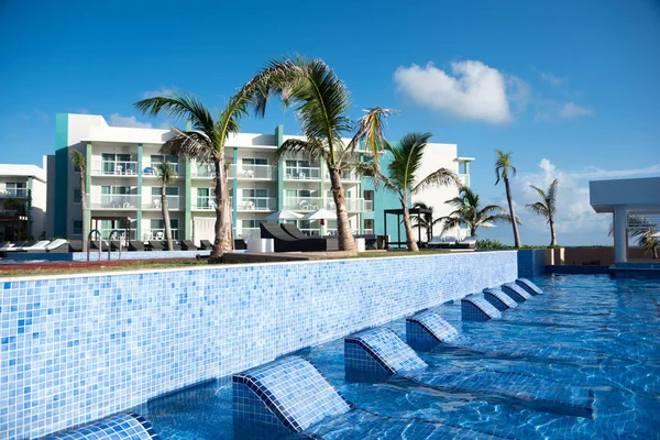 Swimming pool with relax zone and bar, Cayo Guillermo, Cuba, Caribbean