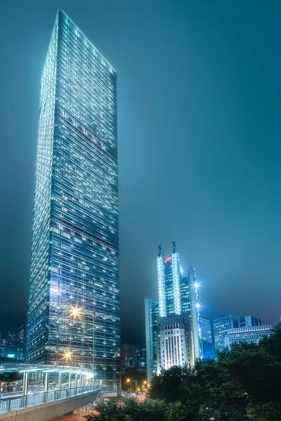 Mirando Hacia Arriba Rascacielos Edificios Oficinas Desde Abajo Hong Kong —  Fotos de Stock