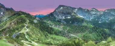 Meadow with road in Berchtesgaden National Park clipart