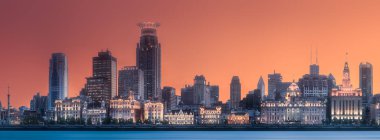 Manzarası günbatımı sırasında Çin shanghai