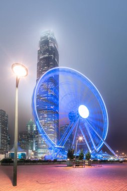 Modern şehir sokakları ve ofis binaları Hong Kong, Çin.