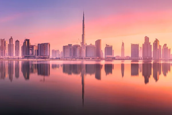 Cityscape Dubai en panoramisch uitzicht van Business bay, Verenigde Arabische Emiraten — Stockfoto