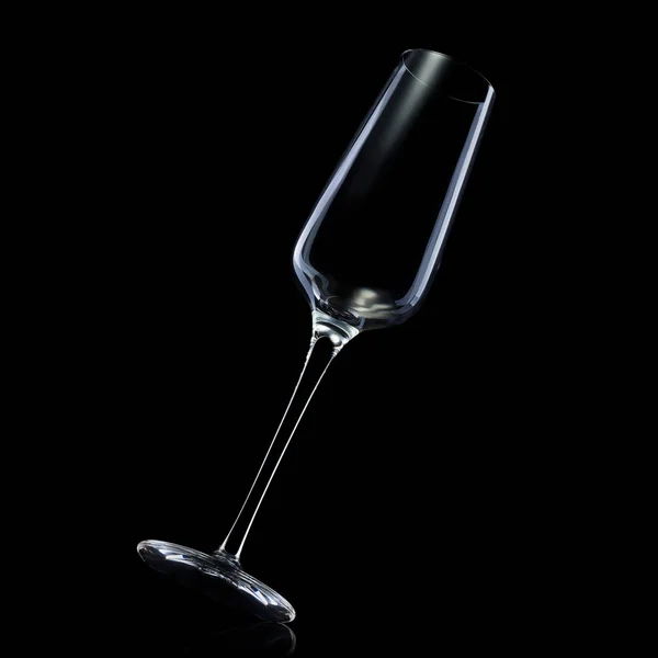 Empty luxury champagne glass isolated on a black background — Stock Photo, Image