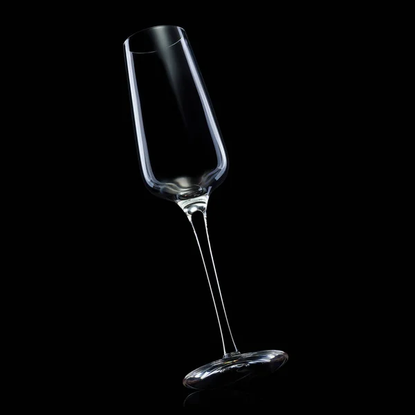 Empty luxury champagne glass isolated on a black background — Stock Photo, Image