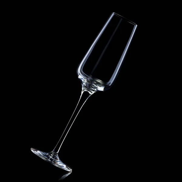 Lege luxe champagne glas geïsoleerd op een zwarte achtergrond — Stockfoto