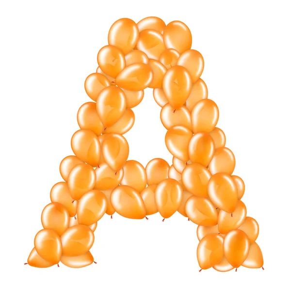 İngiliz alfabesinin helyum balonlarından turuncu harf A harfi. — Stok fotoğraf