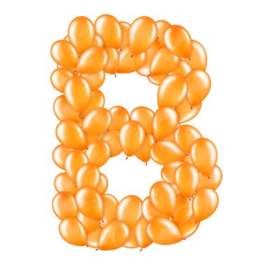 Helyum balonları İngiliz alfabesinin bir parçası turuncu harf B.