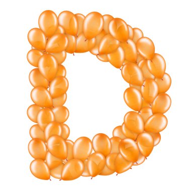 Helyum balonları İngiliz alfabesinin bir parçası turuncu harf D.
