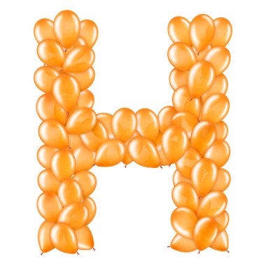 Helyum balonları İngiliz alfabesinin bir parçası turuncu harf H.