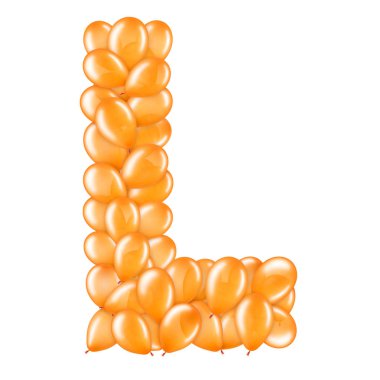 Helyum balonları İngiliz alfabesinin bir parçası turuncu harf L.