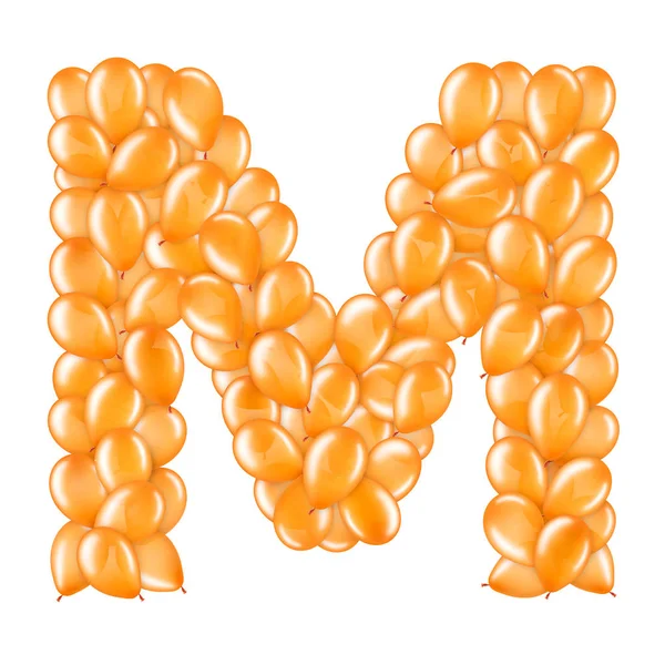 Helyum balonları İngiliz alfabesinin bir parçası turuncu harf M. — Stok fotoğraf