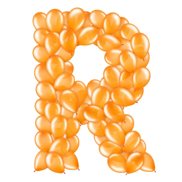 Helyum balonları İngiliz alfabesinin bir parçası turuncu harf R. — Stok fotoğraf