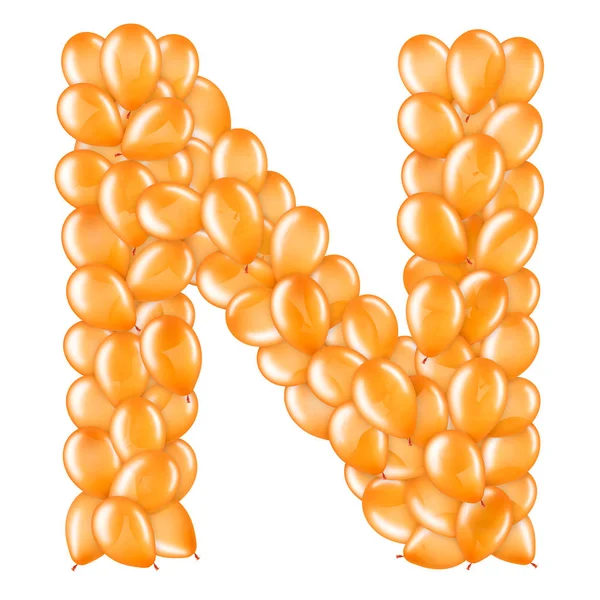 Helyum balonları İngiliz alfabesinin bir parçası turuncu harf N.