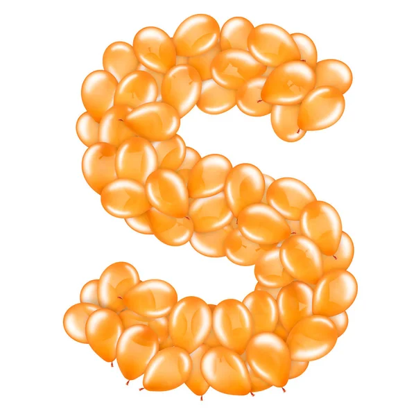 Orange letter S from helium balloons part of English alphabet. — Stock Photo, Image