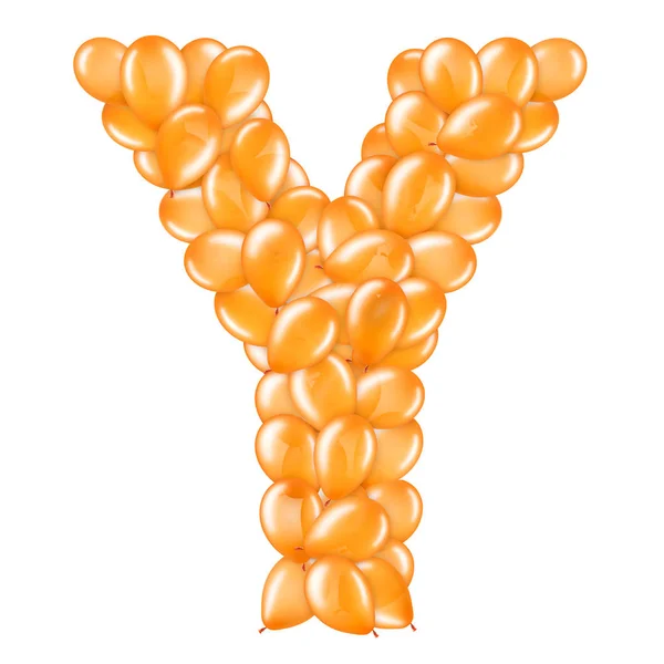 Helyum balonları İngiliz alfabesinin bir parçası turuncu harf Y. — Stok fotoğraf