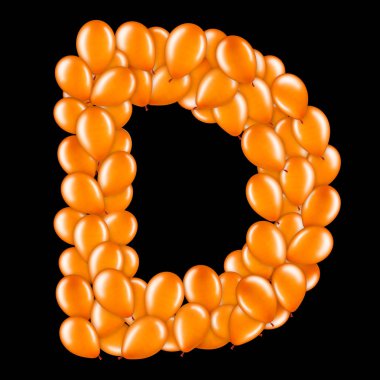 Helyum balonları İngiliz alfabesinin bir parçası turuncu harf D.