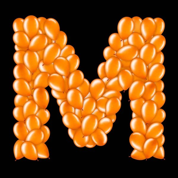 Helyum balonları İngiliz alfabesinin bir parçası turuncu harf M.