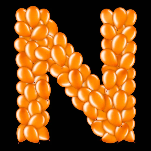 Helyum balonları İngiliz alfabesinin bir parçası turuncu harf N.
