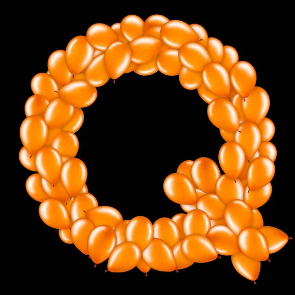 Carta laranja Q de balões de hélio parte do alfabeto inglês . — Fotografia de Stock