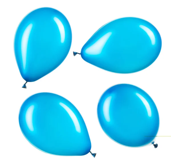 Sada modrých helijských balónků, dekorace — Stock fotografie