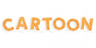 Kelime Karikatür kurdeleler ile uçan helyum balon yapılmış, süslemeleri unsuru