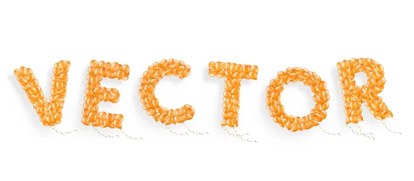 Word made of flying helium balloon with ribbons, element of decorations — Stock Photo, Image