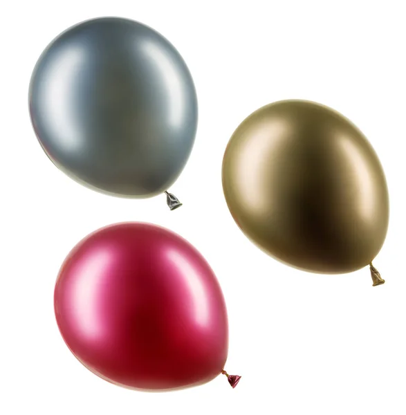 一套五颜六色的铬氦气球，装饰元素 — 图库照片