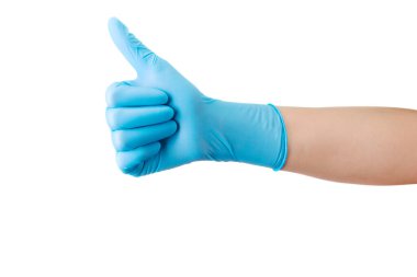 Doktorlar tıbbi eldiven veriyorlar. İşaret gibi bir şey. Başparmağımı izole ettim.
