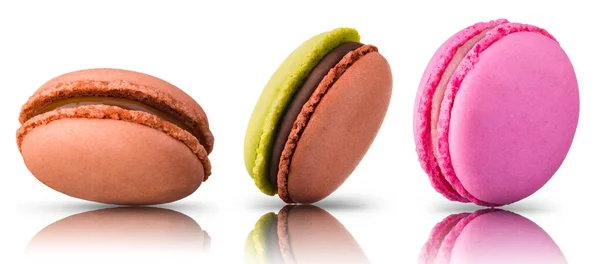 Ensemble Macaron Français Coloré Isolé Sur Fond Blanc — Photo