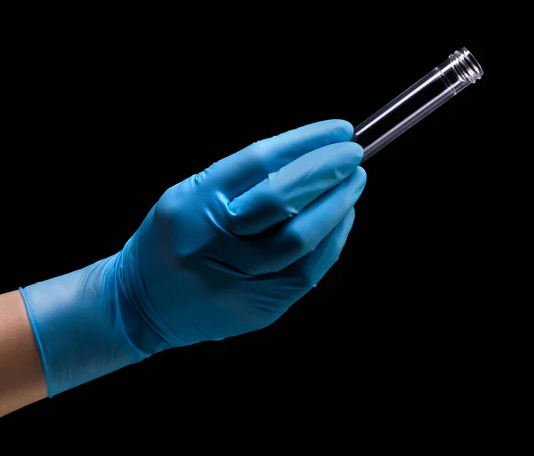 Doctor Hand Medical Gloves Holding Test Tube Coronavirus Covid Isolated — Stock Photo, Image