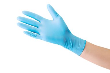 Doktorlar, avuç içinin beyaz olduğunu gösteren tıbbi eldivenler verdiler.