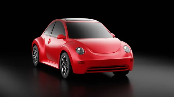Vista frontal do carro conceito eco vermelho no fundo preto — Fotografia de Stock