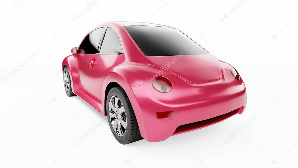 Back view of eco red concept car on white background