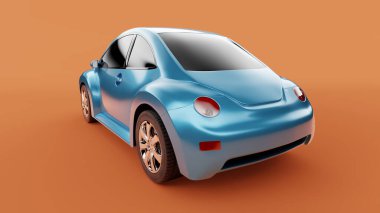 Turuncu arka planda eko mavi konsept arabanın arka görüntüsü