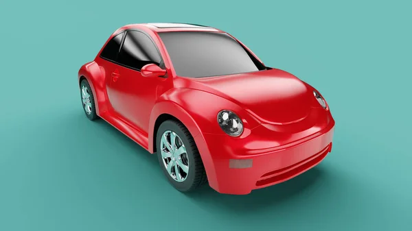 Front view of eco red concept car on green background — Stock Photo, Image