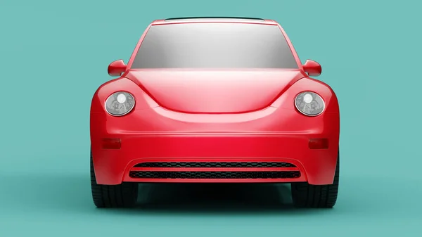 Vista frontal do carro conceito eco vermelho no fundo verde — Fotografia de Stock