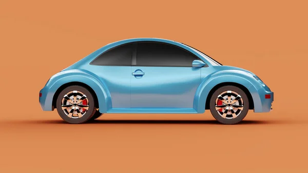 Zijaanzicht van eco blauw concept auto op oranje achtergrond — Stockfoto