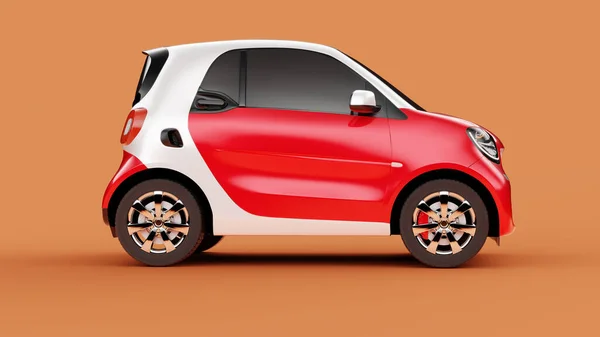 Vista lateral do carro conceito eco vermelho no fundo laranja — Fotografia de Stock
