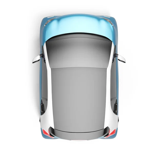 Widok Góry Ekoniebieski Samochód Koncepcyjny Białym Tle Ilustracja Renderowania Nowoczesnego — Zdjęcie stockowe