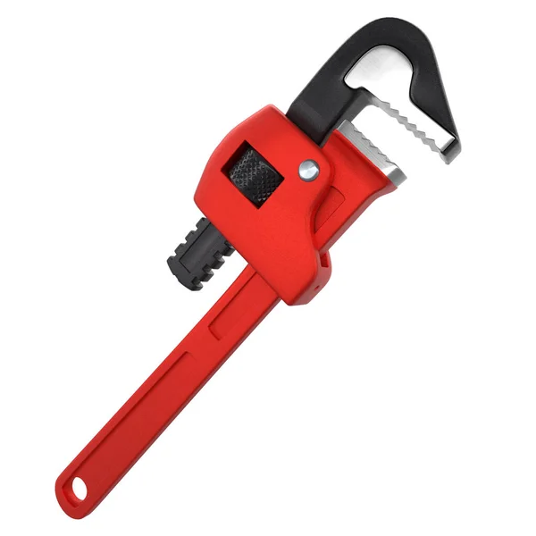 Adjustable pipe wrench, spanner or plumbing tool isolated on white background. — Stock Photo, Image